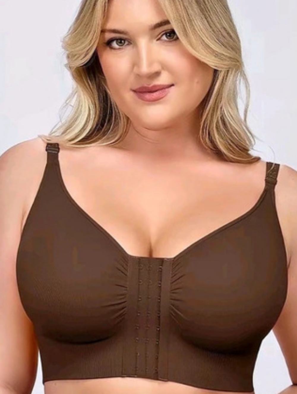 SHAPELLX Brown Wireless Front-Close Bra NWT 3X